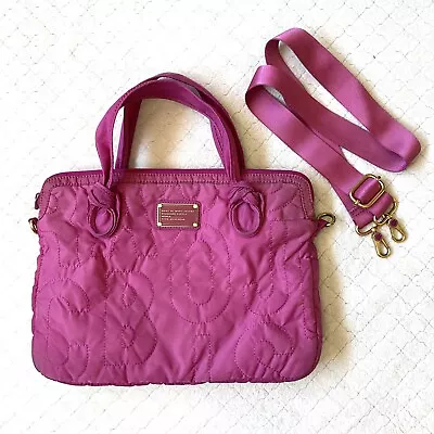 MARC JACOBS Barbiecore Pink Fuschia Nylon Quilted 13 Laptop Bag Detachable Strap • $34