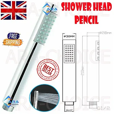 Universal Chrome Shower Head Pencil Minimalist Round Handheld 1 / 2  Connector • £6.45