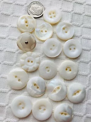 17 Vintage Assorted Mostly Mother Of Pearl Buttons.white • $5.99