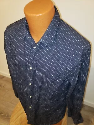 (Medium/Large) Mens H&M Dress Shirt Blue Polka Dot Navy Slim • $4