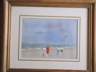 Na170 Watercolour Edwardian Ladys At The Beach By July Davis London Artist 1989 • £39.99