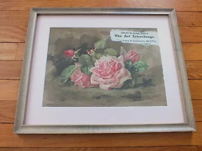 1893 DeLongpre*Handful Of Pink Roses*Chromolithograph Print *Pottery Barn Frame • $89.99