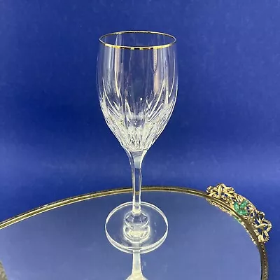 MIKASA Wine Champagne Arctic Lights Gold Rim Trim 9  Crystal Glass Goblet • $19.95