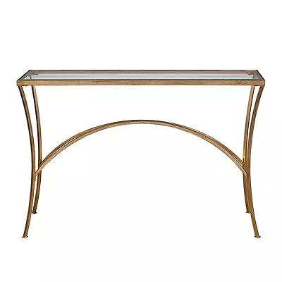 Minimalist Gold Arch Console Table | Metal Glass Top Hall Entry Modern • $583