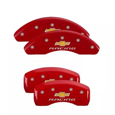 MGP Caliper Covers Set Of 4 Red Finish Silver Chevy Racing • $289