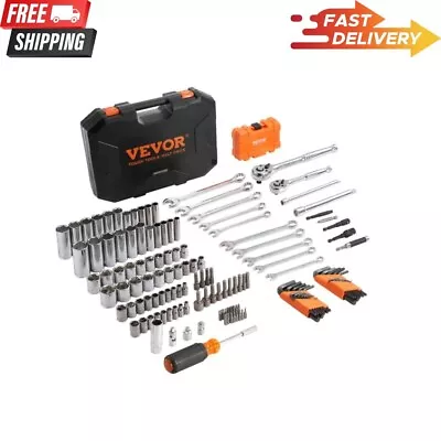 145PC Mechanics Tool Set Tools Kit1/4 3/8  Drive Socket Set SAE & Metric • $52.99