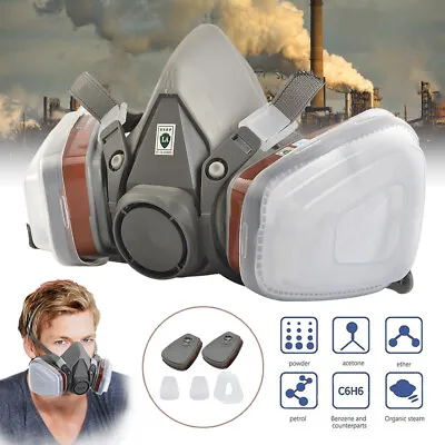 6200 Half Face Gas Mask Chemical Paint Spray Vapor Respirator Gas Mask Reusable • £10.92
