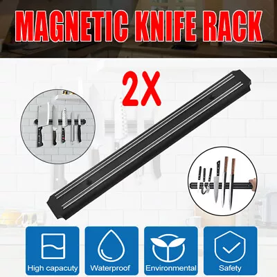 2X Magnetic Knife Rack Magnet Wall Mount Holder Strip Utensil Shelf Kitchen Tool • $12.43