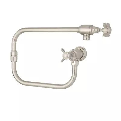 Signature Hardware Norman Pot Filler Double Handle Brass In Brushed Nickel • $39.99