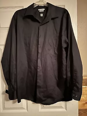 Men’s Van Heusen Lux Sateen Regular Fit Dress Shirt 17 - 34/35 Black • $0.99