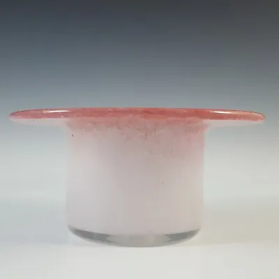 SIGNED Vasart Pink & White Mottled Glass Posy Bowl B033 From Scotland  • £27.89