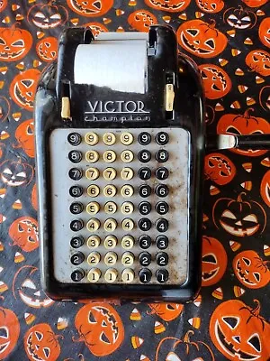Vintage VICTOR Champion 6 Column Hand Crank Adding Machine Rare Black  • $80