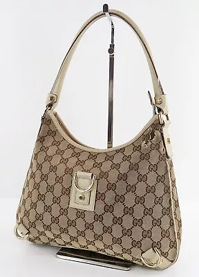 Authentic GUCCI Brown GG Canvas Abbey D-ring Shoulder Bag Purse #56003 • $179.10