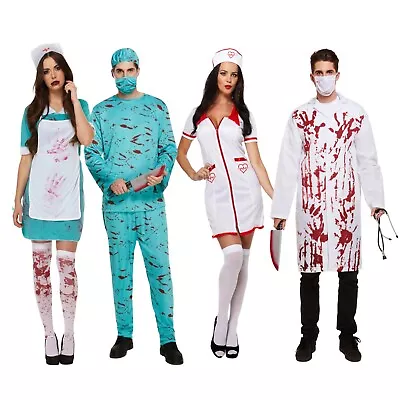 Adult Bloody Doctor & Nurse Mens Ladies Halloween Fancy Dress Costume Lot Outfit • £23.12