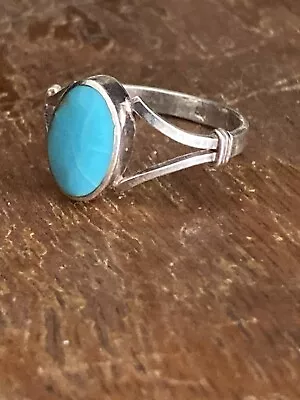 Vintage Navajo Sterling Silver Sleeping Beauty Turquoise Ring Size 6 FREE SHIP • $16.99