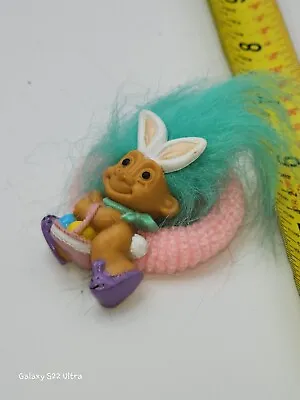 Russ Troll Easter Bunny Rabbit Ears Egg Basket Pink Hair Scrunchie • $8.99