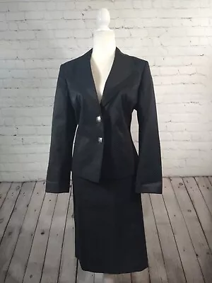 NICOLE MILLER For MARY KAY Black 2pc Skirt Suit - Size 12P Jacket & 14T Skirt • $27.99