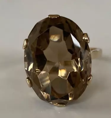 Vintage Large 9CT Gold Smoky Quartz Ring Estimated 8-10 Carat - Size P • $440.68