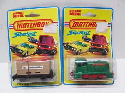 Matchbox Superfast No. 24 & 25 Diesel Shunter & Flat Car / Container Tan - MIB • $19.99