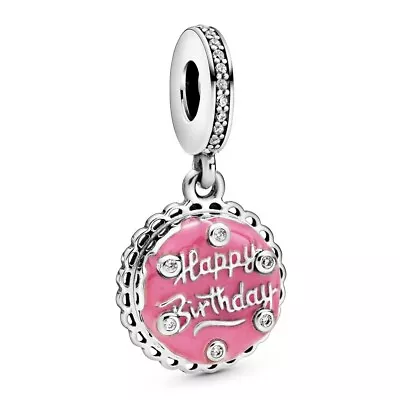 PINK HAPPY BIRTHDAY CAKE S925 Sterling Silver Pandora Bead Charm 798888C01 • $41.50