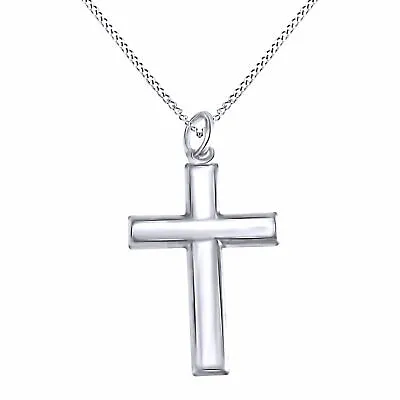 Mens Cross Fashion Pendant Necklace With 18  Chain In Solid 925 Sterling Silver • $55.35