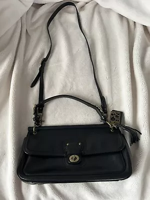 Vintage Leather Coach Handbags Black City Willis Satchel Turn Lock Crossbody • $99