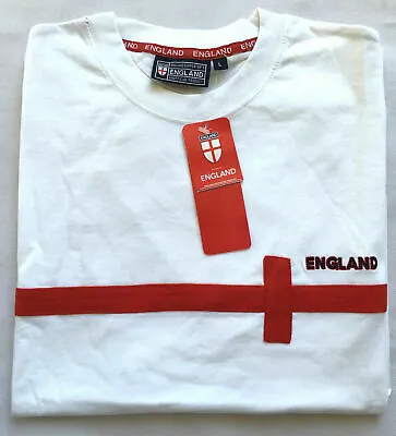 £10 • Buy Men's England Football St George Cross Crew Neck White T-shirt Short Sleeve L XL