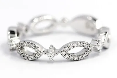 Marquise Eternity Band Natural Round Cut Diamond 0.45 CTW 14K White Gold Ring • $795
