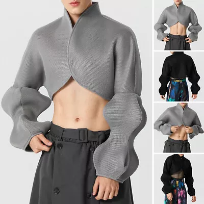 INCERUN Mens High Neck Long Sleeve Tops Coat Party Club Crop Jacket Outwear Plus • $28.49