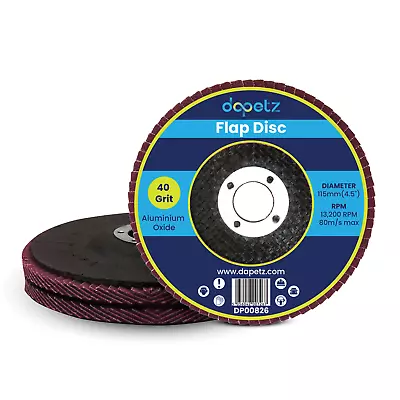 2x Flap Discs 115mm Sanding 40 Grit Grinding Wheels Disc 4.5  Aluminium Oxide • £4.49