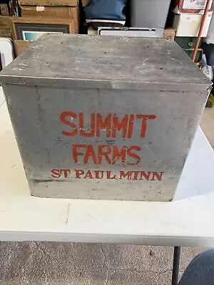 Vintage Summit Farms Dairy Metal Milk Box St Paul MN Front Porch Cooler • $79.99