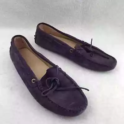 Tod's Gommino Women's Purple Suede Driving Moccasin Loafer Shoes Size 40EU 10US • $49.99