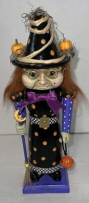 Vintage Halloween Witch With Broom And Pumpkin Nutcracker. Unique Collectible  • $34.99