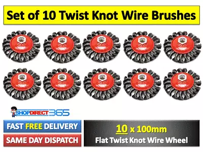 £19.99 • Buy 10 Pcs M14 Crew Twist Knot Wire Wheel Brush Set 115mm 4.5  Angle Grinder NEW 3-7