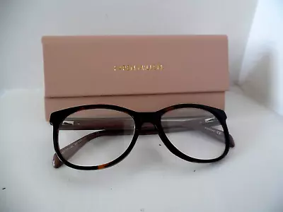Karen Millen 122 Tortoise Brown & Beige Embellished Oval Eye Glasses & Case • £24
