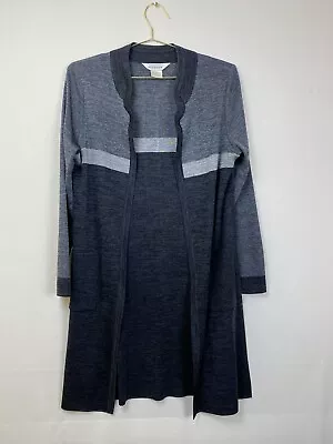 Exclusively Misook Open Front Cardigan Grey Stripe Colorblock Small • $19.90