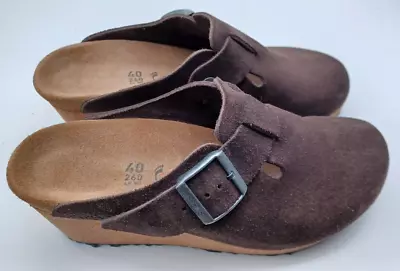 £69.99 • Buy Birkenstock Papillio Fanny Brown Suede Wedge Clogs  Uk 7, Eur 40 Narrow