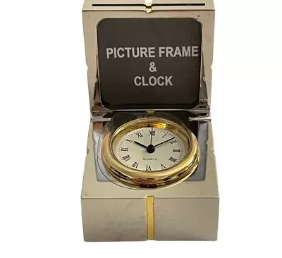 Small CL-X15A 1996 Flip Top Picture Frame Present Box Roman Numeral Clock 1.25  • $12.99