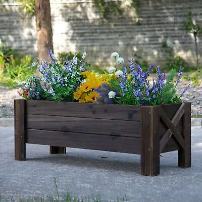 Wooden Garden Raised Bed Planter Box Flower Vegetable Grow Pot 100x36.5x36cm • £52.99