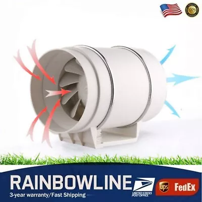 Inline Duct Ventilation Fans Vent Exhaust Blower Air Circulation 4 Inch 220 M³/h • $38.95