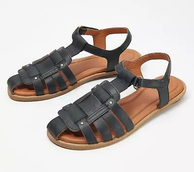 New Sergio Tomani Womens Leather Black Pesca Fisherman Sandals EU 42 US 10.5-11 • $84.99