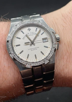 $8500 • Buy Vacheron Constantin Overseas Ultra Thin 72050 /423A Men 35mm Diamond Extra Links