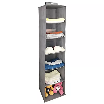 Hanging Closet Shelves 6-Tier Wardrobe Hanger 6 Shelf Storage Bedroom Organiser • £7.97