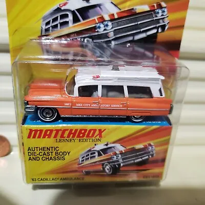 MATCHBOX 2009 LESNEY EDITION SUPERFAST Metal Base Orange '63 Cadillac Ambulance • $29.95