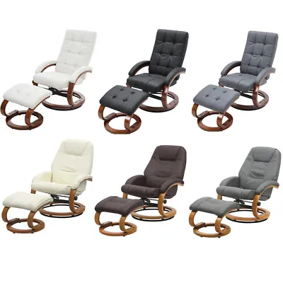 Adjustable Swivel Chair Recliner Armchair Home Lounge Sofa Chair With Footstool • £169.95