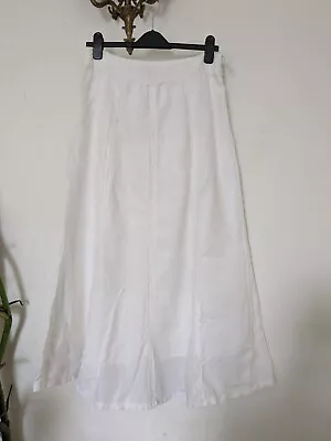 BNWOT Laura Ashley White Cotton Lined A Line Linen Maxi Boho Skirt Size 10 • £9.99