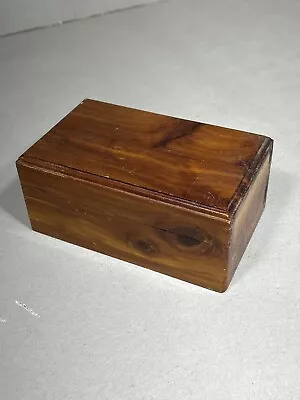 Vintage Cedar Trinket Box With Hinged Lid. • $6.99