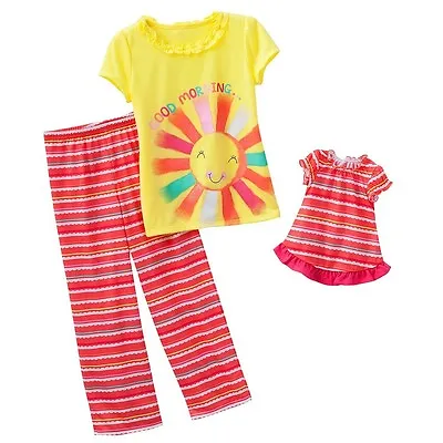 Girl 4-5 And Doll Matching Sunshine Pajama Clothes Ft American Girls Dollie & Me • $17.99