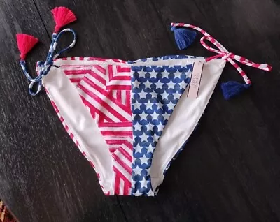 Sz L Victorias Secret Red White Blue Stars Stripes Flag Teeny Bikini Bottom NWT • $17.99