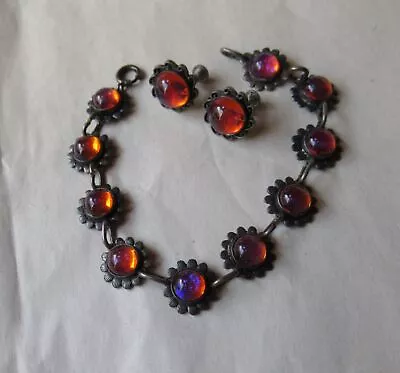 Vintage Dragons Breath Sterling Silver Bracelet & Screw Back Earrings Set • $120